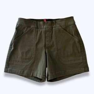 Spanx 6" Stretch Twill Shorts Olive Green Built-In Shaping Size Medium Gorpcore